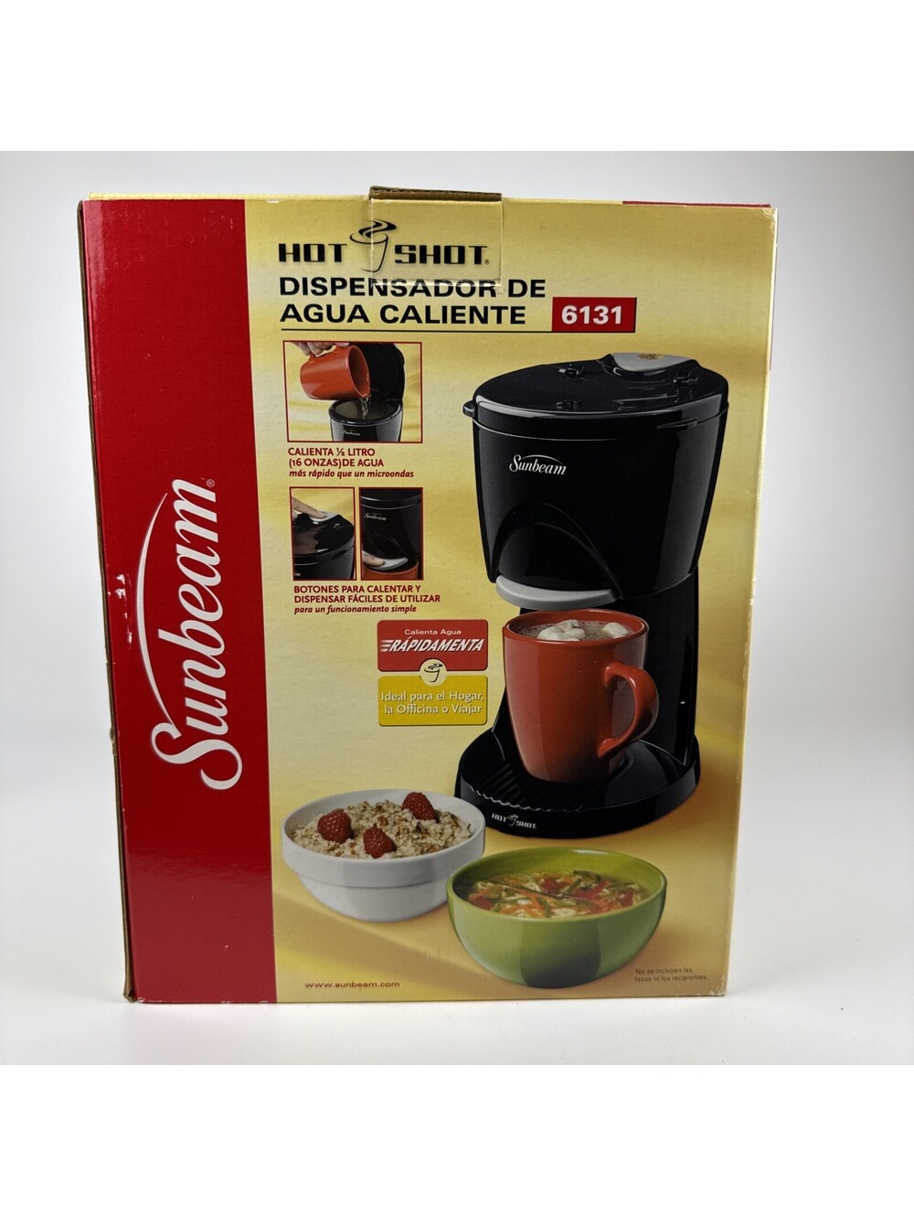 Sunbeam Hot Shot 6131 Hot Water Dispenser Black 16 oz Heats Fast Boxed Counter